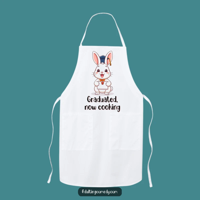 Funny Graduation Rabbit Apron - Chef Scholar Bunny Kitchen Gift