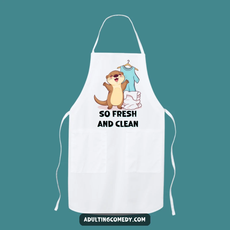 Funny Otter Laundry Dance Apron - Chef's Hilarious Chore Companion
