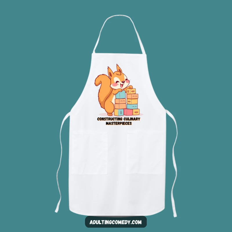 Funny Squirrel Stacking Blocks Apron - Enthusiast Chef's Hilarious Kitchenwear