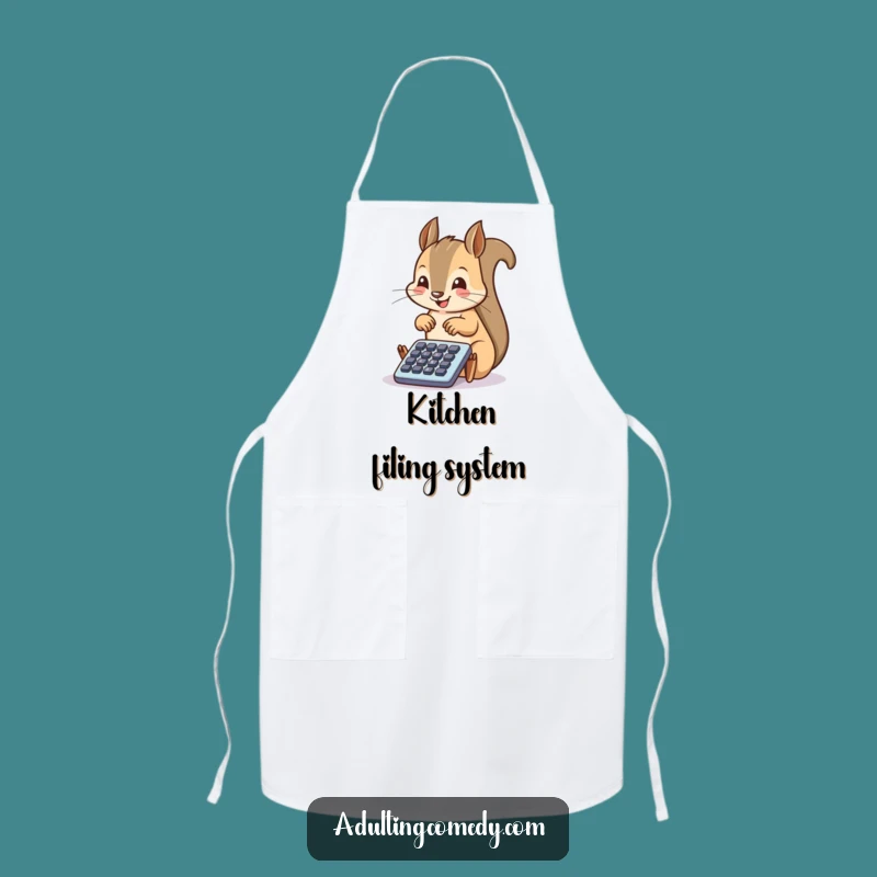 Funny Squirrel Filing Chef Apron: Hilarious Kitchen Organization Gift