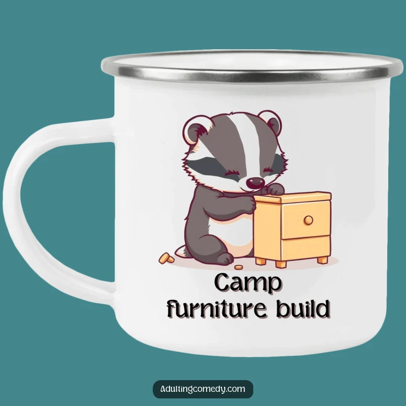 Funny Badger Furniture Camping Mug - DIY Enthusiast's Companion