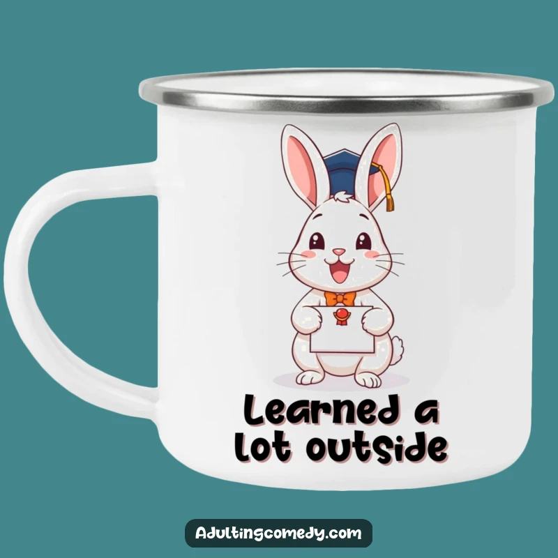 Funny Graduation Rabbit Camping Mug - Outdoor Scholar Bunny Gift