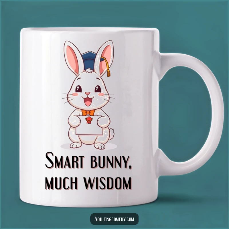 Funny Graduation Rabbit Mug - Cheerful Scholar Bunny Gift for Students