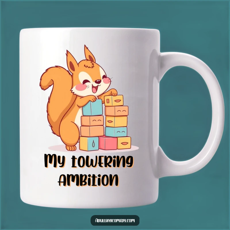 Funny Squirrel Stacking Blocks Mug - Hilarious Gift for Enthusiasts