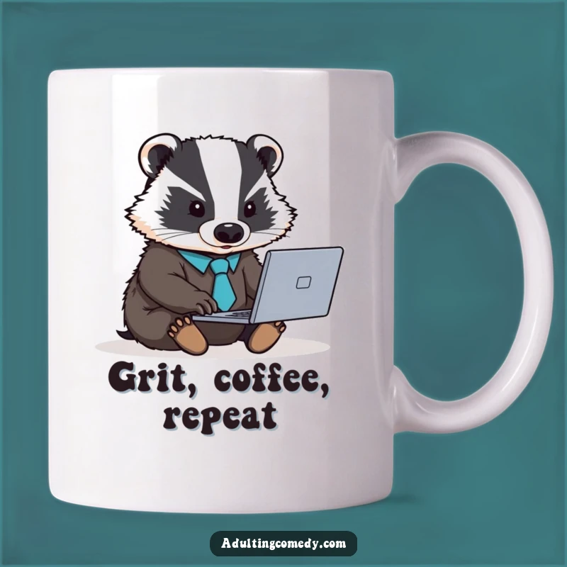 Funny Badger Boss Mug - Determined Worker Animal Gift for Professionals