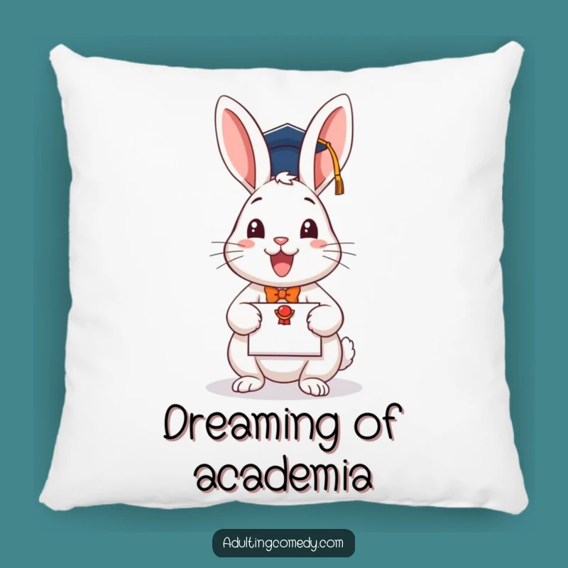 Funny Graduation Rabbit Pillow - Cozy Scholar Bunny Comfort Gift