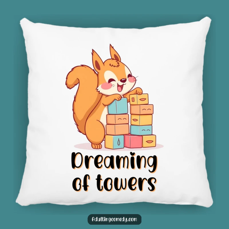 Funny Squirrel Stacking Blocks Pillow - Cozy Enthusiast Comfort