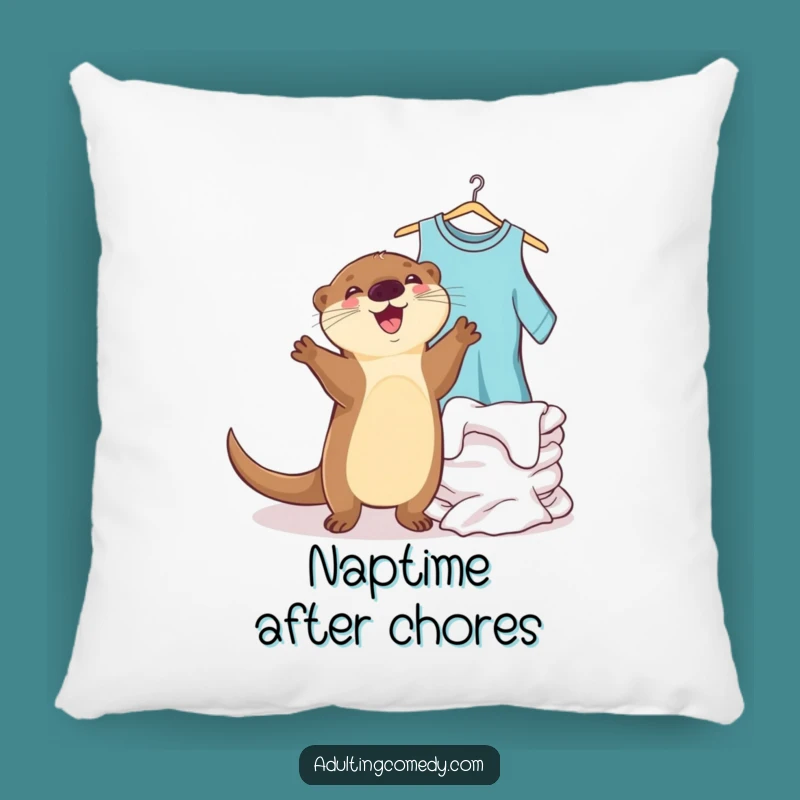 Funny Otter Laundry Dance Pillow - Cozy Comfort for Chore Champions