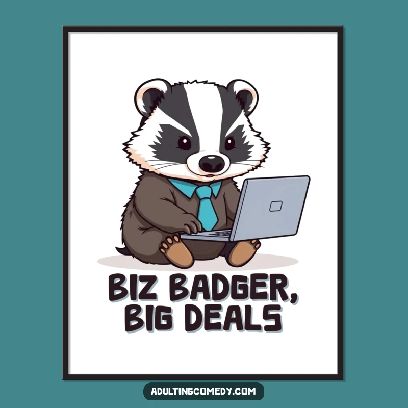 Funny Badger Boss Digital Art - Worker Animal Printable Decor Gift