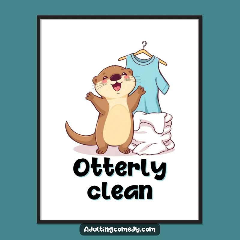 Funny Otter Laundry Dance Digital Art - Instant Joyful Decor