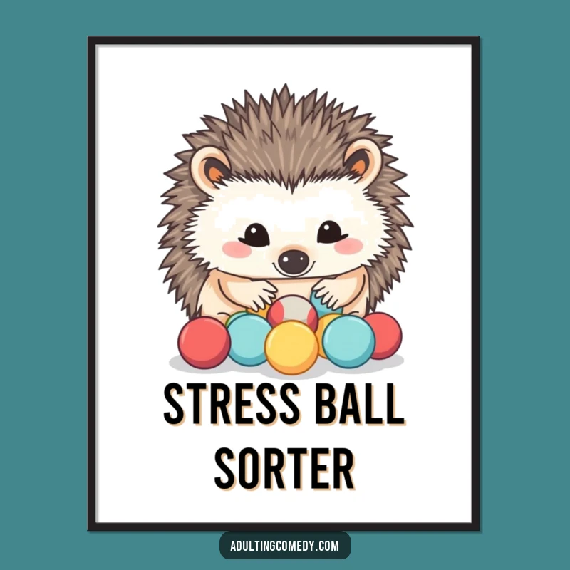 Funny Hedgehog Stress Relief Digital Art: Instant Calm for Your Walls