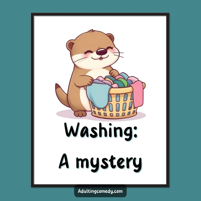 Funny Otter Laundry Digital Art - Bewildered Animal Printable Decor Gift