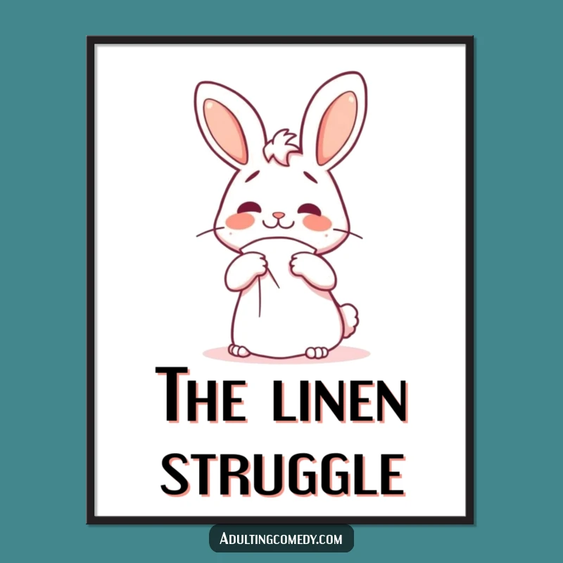 Funny Bunny Napkin Fold Poster - Humorous Wall Art for Amateurs