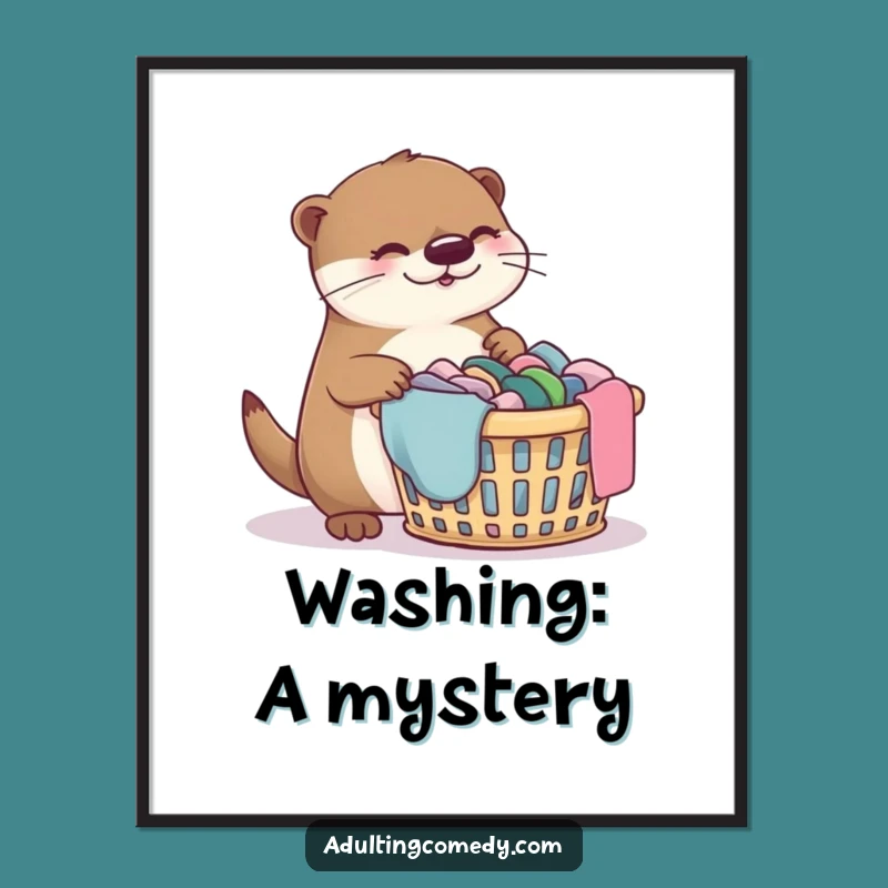 Funny Otter Laundry Poster - Bewildered Animal Wall Art Gift