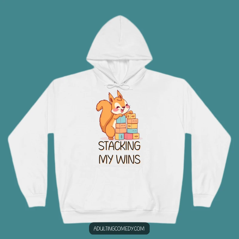 Funny Squirrel Stacking Blocks Hoodie - Cozy Enthusiast Gift