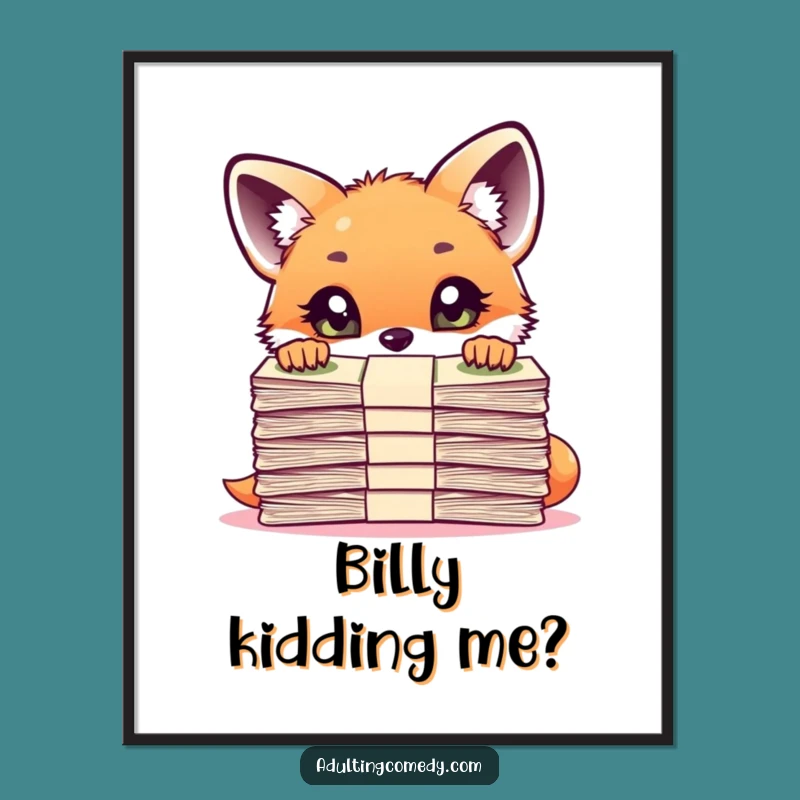 Funny Free Printable Fox Wall Art: Bill Shock, Hilarious Animal Downloadable Decor