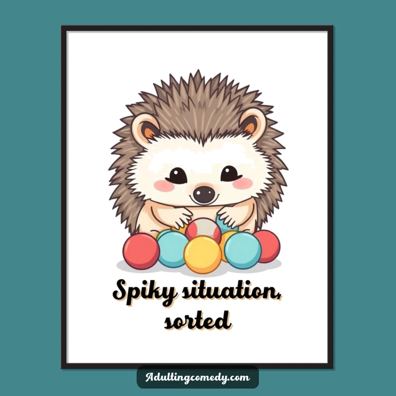 Funny Free Printable Hedgehog Wall Art: Stress Ball Sorting, Hilarious Animal Decor