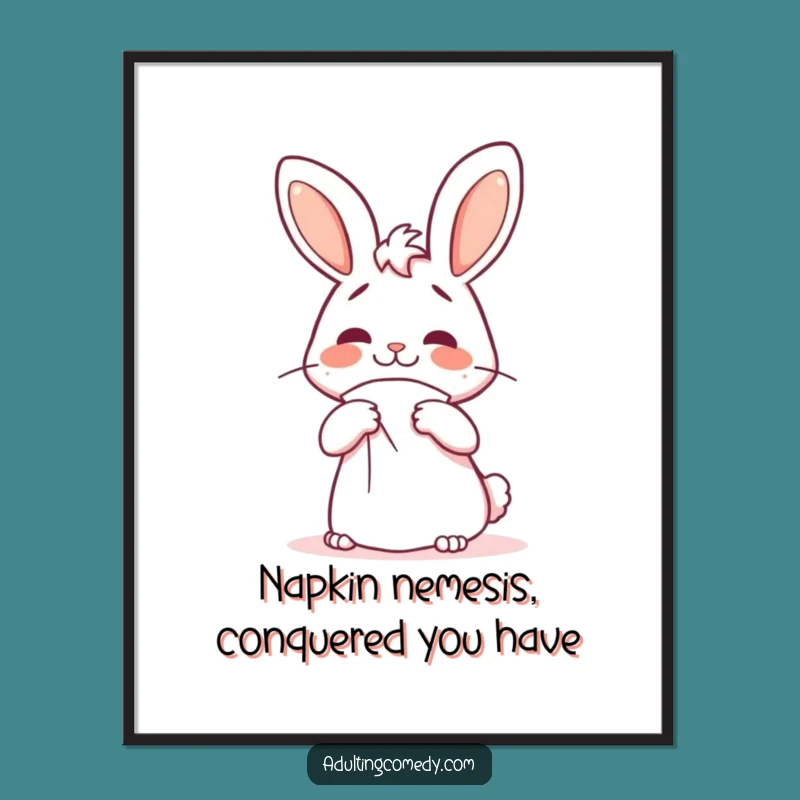 Funny Free Printable Wall Art: Bunny Folding Napkin, Humorous Downloadable Art!