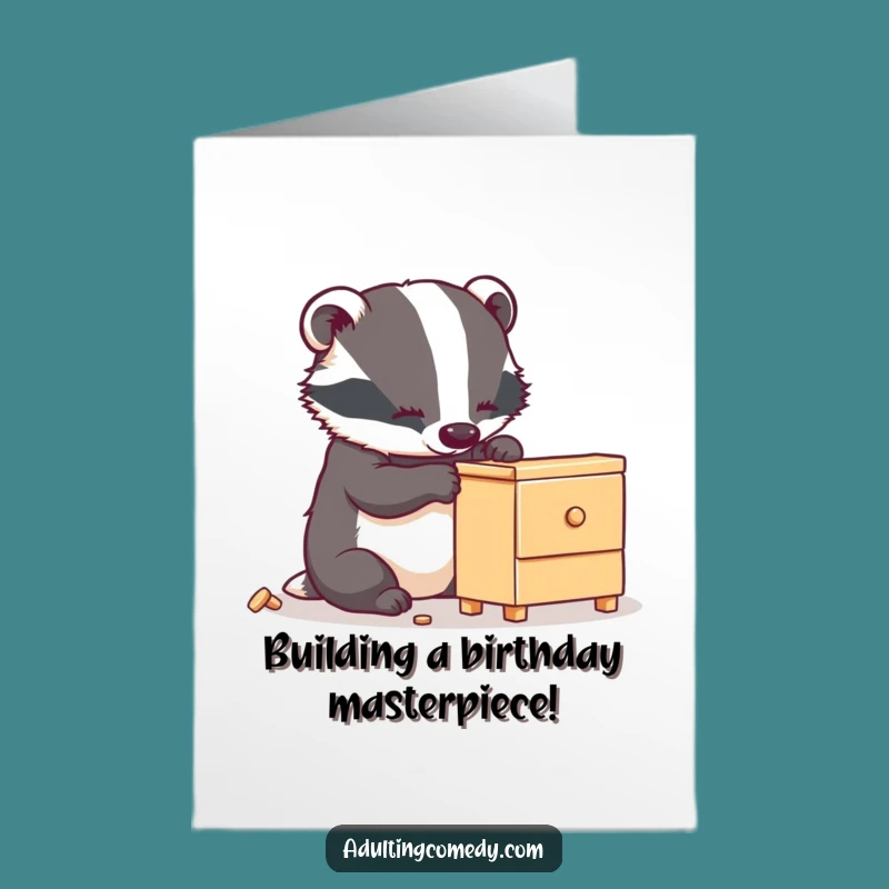 Free Printable Birthday Card: Wobbly Furniture Badger, Fun DIY Gift!