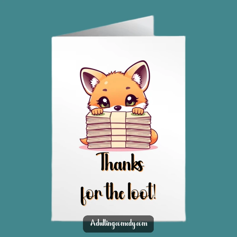Free Printable Fox Thank You Card: Bill Astonishment, Funny Downloadable Greeting