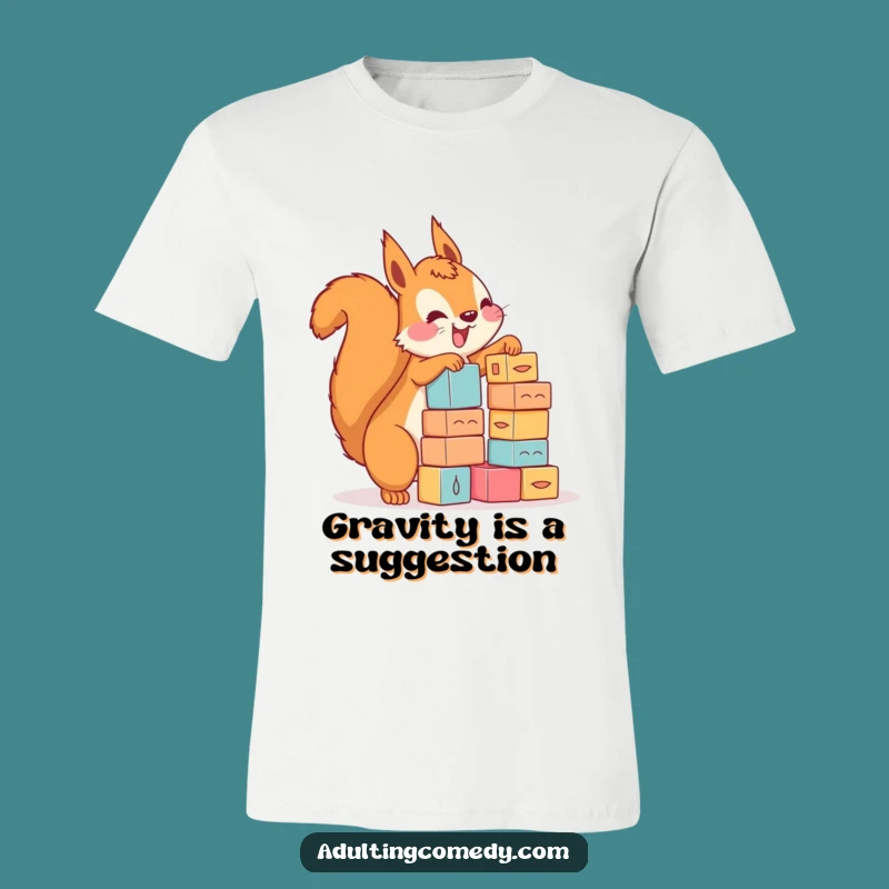 Funny Squirrel Block Tower T-Shirt - Hilarious Enthusiast Apparel
